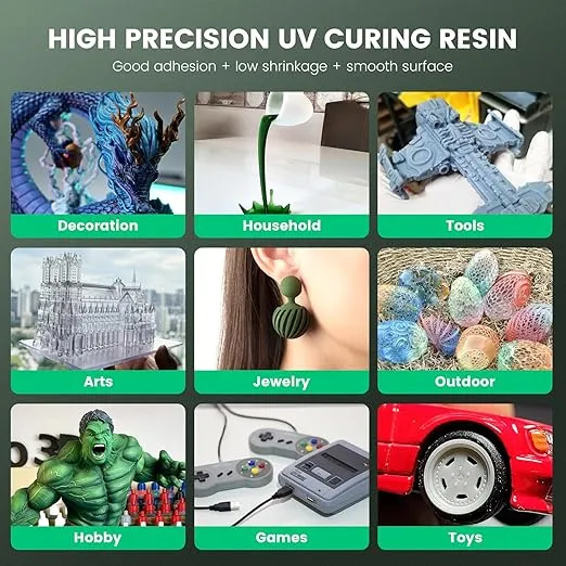 SUNLU 3D Printer Resin 1kg, Fast Curing Standard 3D Resin for LCD DLP SLA 3D Printers, 395 to 405nm UV Curing 3D Printing Liquid Photopolymer Resin, Low Shrinkage, High Precision, 1000g, Clear Blue