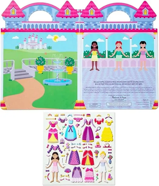 Melissa & Doug Puffy Sticker Set: Princess - 67 Reusable Stickers - FSC Certified