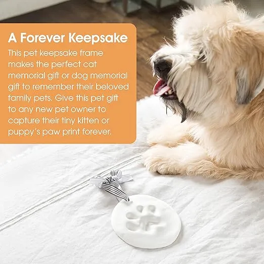 Pearhead Pet Paw Print Keepsake Ornament Kit - DIY Hanging Clay Keepsake for Dogs & Cats, Pet's First Christmas Ornament, Customized Family Ornament, 3 Ribbons