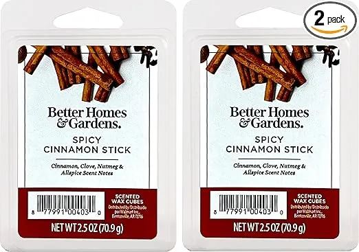 Better Homes and Gardens Scented Wax Cubes 2.5oz 2-Pack (Spicy Cinnamon Stick)