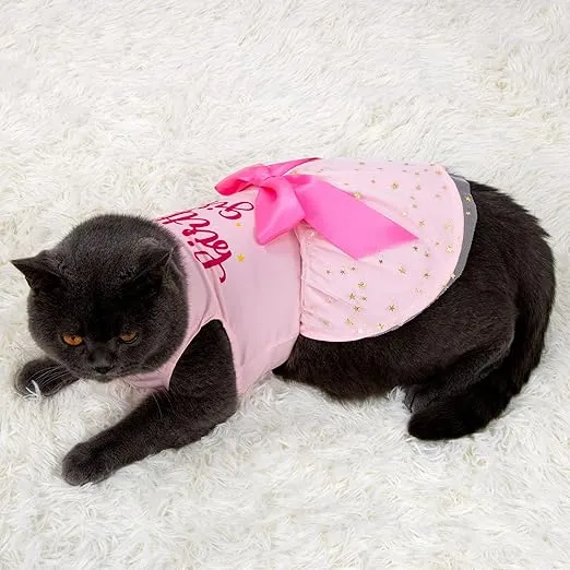 Dog Dresses Birthday Girls Clothes - Eelgant Princess Doggie Dress for Medium Dogs Spring Dog Apparel(Medium,Red)