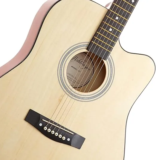 Ashthorpe 41-inch Beginner Cutaway Acoustic Guitar Package (Natural), Full Size Basic Starter Kit w/Gig Bag, Strings, Strap, Tuner, Picks