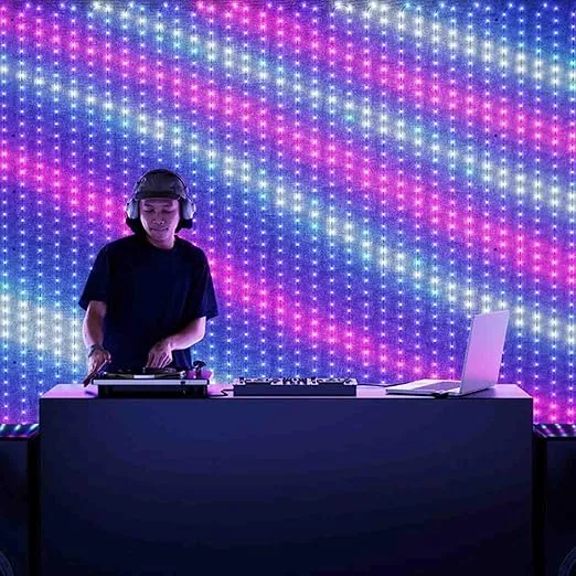 Twinkly Lightwall 8x8ft, LED Panel Smart, Multicolor LED Lights, DJ Lights and Music Rhythm Show, App Mapping, 20 Customizable Presets, Aluminum Frame and Transport Trolley Included