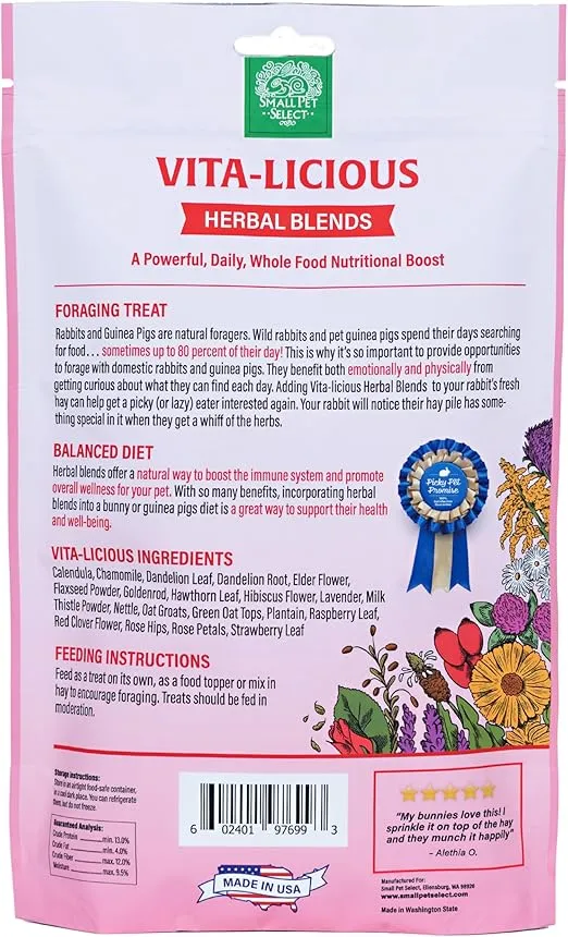 Vita-Licious Essentials - Natural Herbal Treats For Rabbits And Guinea Pigs