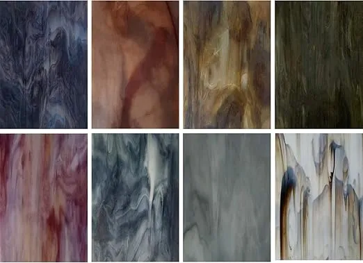 8 Variety Pack Stained Glass Sheets, 4 x 6 inch Art Glass Opaque,for DIY Mosaic Projects (Black/Grey)
