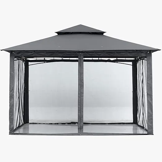 ABCCANOPY Gazebos for Patios 10x12 - Outdoor Steel Frame Gazebo with Mosquito Netting for Lawn Backyard Garden Deck (Dark Gray)