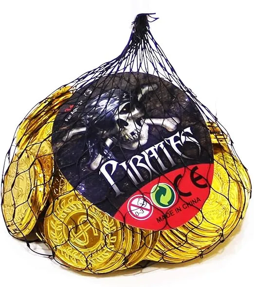 TCOTBE Pirate Gold Coins Plastic Set of 100,Play Gold Treasure Coins for Play Favor Party Supplies, Pirate Party, Treasure Hunt Game and Party Favors