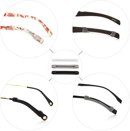 YR Soft Silicone Eyeglasses Temple Tips Sleeve Retainer,Anti-Slip Elastic Comfort Glasses Retainers For Spectacle Sunglasses Reading Glasses Eyewear,Glasses Grips,Glasses anti slip,5 pairs -Gray