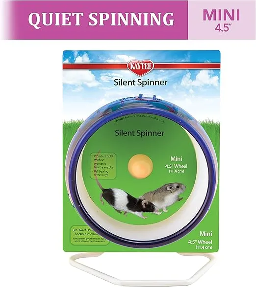 Kaytee Silent Spinner Wheel For Pet Mice and Dwarf Hamsters, Mini 4.5 Inch