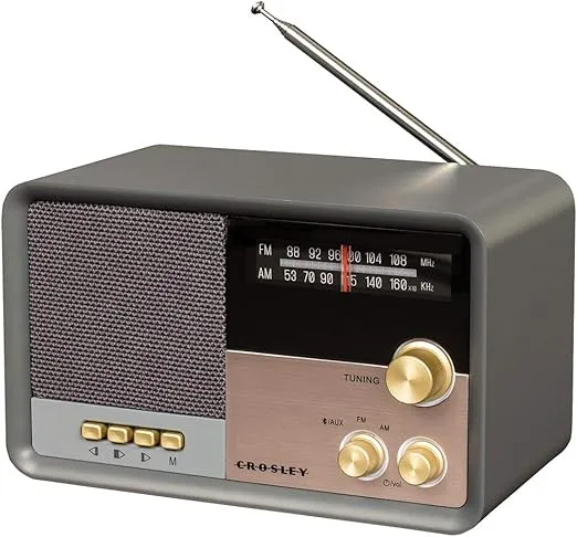 Crosley CR3036D-CL Tribute Vintage AM/FM Bluetooth Radio, Charcoal