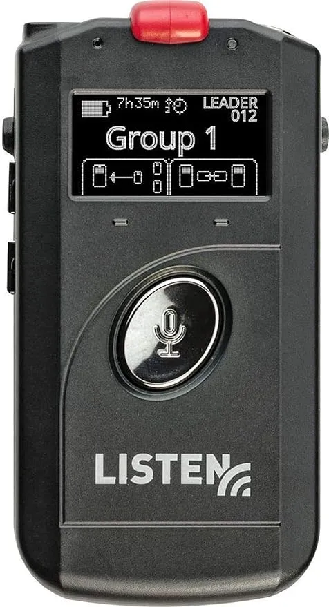Listen Technologies LK-1-A0 ListenTALK Transceiver; Includes: (1) LA-365 Rechargeable Li-ion Battery, (1) LA-401 Universal Ear Speaker and (1) LA-445-BK Breakaway Lanyard