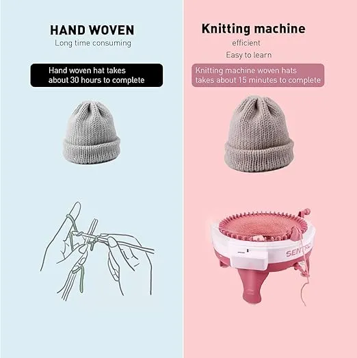 seater SENTRO 48 Needles Knitting Machine, Knitting Machine with Row Counter and Plain/Tube Conversion Keys, Rotating Smart Knit Loom Machine Kits, for Adults and Beginners (48 Needles)