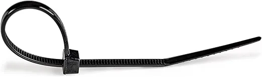 StarTech.com 6"(15cm) Cable Ties - 1/8"(3mm) Wide, 1-3/8"(39mm) Bundle Diameter, 40lb(18kg) Tensile Strength, Nylon Self Locking Zip Ties with Curved Tip - 94V-2/UL Listed, 100 Pack - Black, TAA