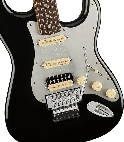 Fender American Ultra Luxe Stratocaster Floyd Rose HSS - Mystic Black with Rosewood Fingerboard