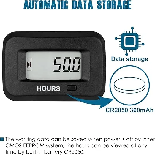 Runleader Digital LCD Hour Meter,AC/DC 5V to 277V for Lawn Mower Generator Motorcycle Golf Cart Forklift Scrubber Machine etc.