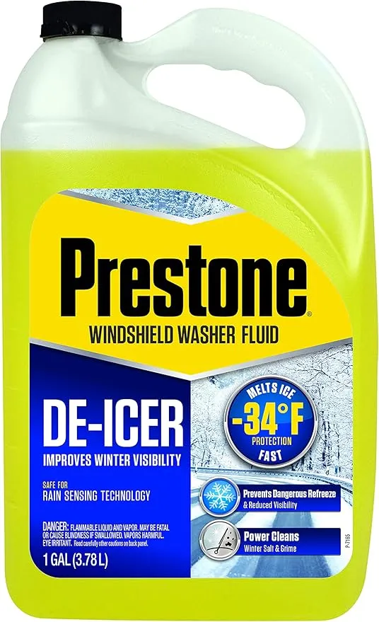 Prestone AS253-6PK De-Icer Windshield Washer Fluid (for Temperatures as Low as -34F), 1 Gallon, 6 Pack