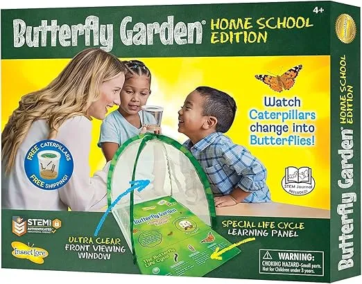 Insect Lore Butterfly Garden with Prepaid Voucher to Redeem Caterpillars Later | Ultra-Clear Dome Habitat | Butterfly Raising Kit | Raise 5 Painted Lady Butterflies Prepaid Voucher