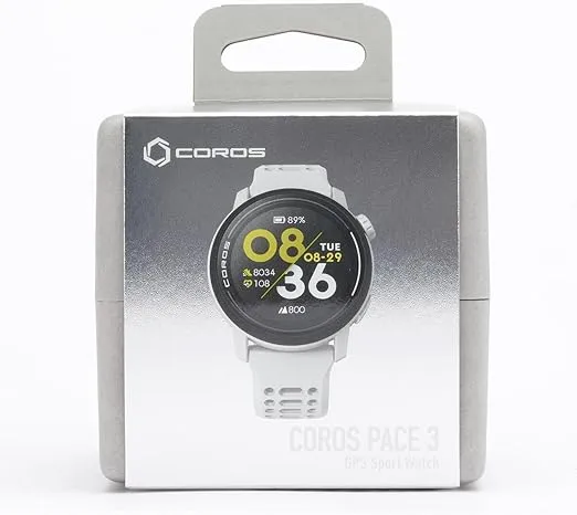 COROS PACE 3 Sport Watch GPS, Lightweight and Comfort, 17 Days Battery Life, Dual-Frequency GPS, Heart Rate, Navigation, Sleep Track, Training Plan, Run, Bike, and Ski (White Silicone)