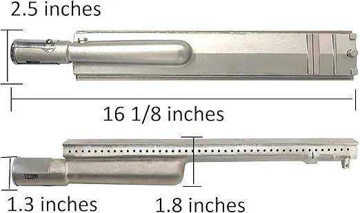 HONSIN 4 Set Heavy Duty Cast Stainless Steel Grill Burners for Bull, Premium Outdoor BBQ Gas Grill Burner Replacements for Bull, Cal Flame, Blaze, Aussie, Bakers & Chefs, Thermos Turbo CharBroil