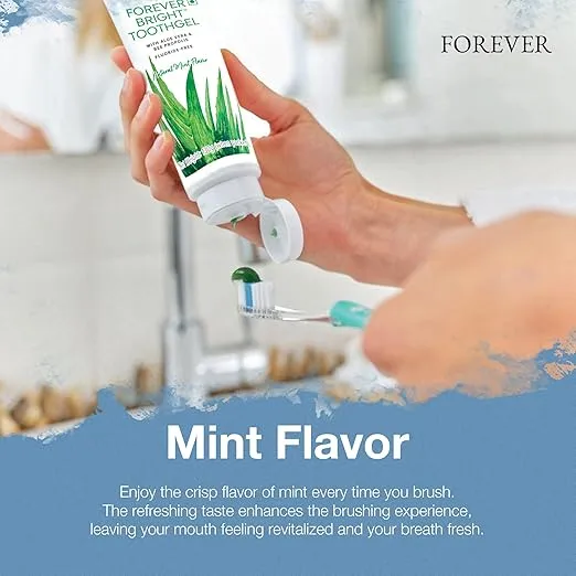 Forever Living - Forever Bright Toothgel - Fluoride-Free Aloe Vera Gel with Bee Propolis -Peppermint-Spearmint Flavor - Dental Care - 4.6oz, 2 Pack