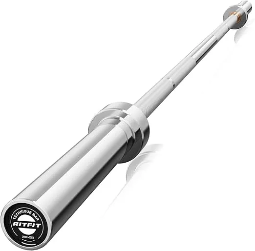 RITFIT 4ft/4.8ft/6ft Olympic Barbell for Strength and Weightlifting Training - 2 Inch Olympic Bar for Squat, Deadlift, Curl, Bench Press, Overhead Press - 350lbs/500lbs Capacity with Weight Plates