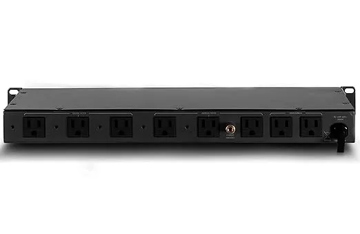 PMX-3300 Power Conditioner and Surge Sequencer 10 Protected Outlets and 3 Zones 15A with LED Voltmeter Display & Pullout Light Black