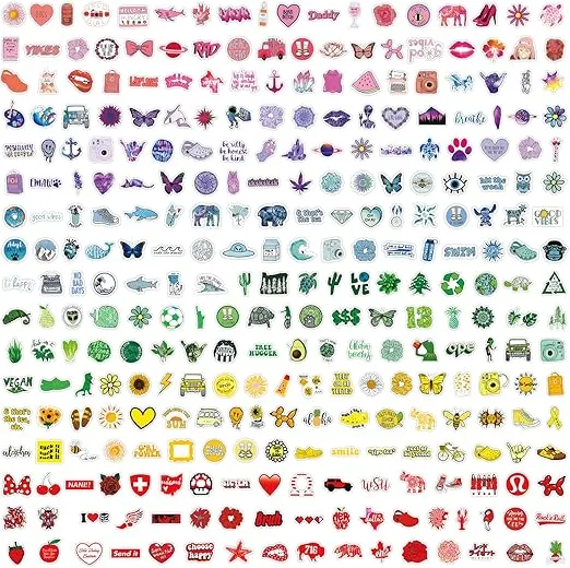 Water Bottle Stickers 300 Pcs VSCO Cute Aesthetic Sticker Pack, Stickers for Kids Adults Teens, Waterproof Vinyl Stickers, Stickers for Laptop Computer Scrapbook Suitcase Journal Cup Skateboard etc