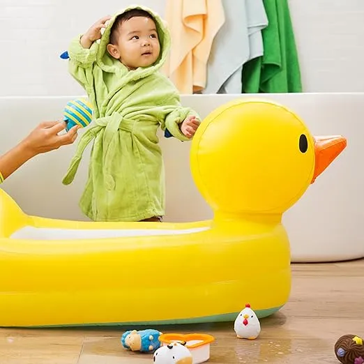 Munchkin Duck Inflatable Baby Bathtub with White Hot Heat Alert, Classic Yellow Ducky