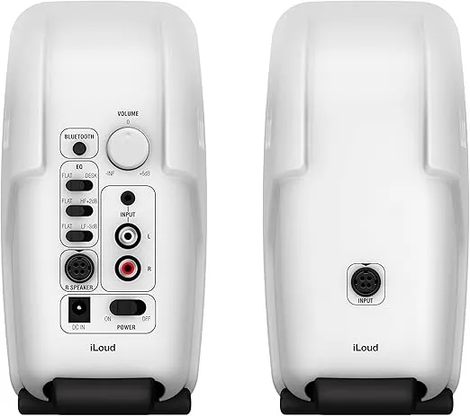 IK Multimedia iLoud Micro Monitor White 50 watt Portable Wireless Bluetooth Studio Reference Monitors, Dual Speakers for Music Production, Mixing, Mastering, Composing, producing and DJs
