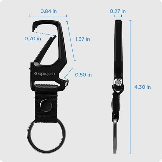 Spigen Life Carabiner Key Ring Clip, Car Keychain Clip, Bottle Opener Key Chain Ring for Men and Women