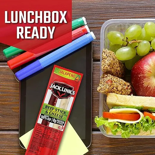 Jack Link’s Jalapeno Beef & Cheese Combo, Spicy Snack Pack – 100% Beef Stick and Cheese Stick Made with Real Wisconsin Cheese - 8g Protein, 1.2 Ounce (Pack of 16)
