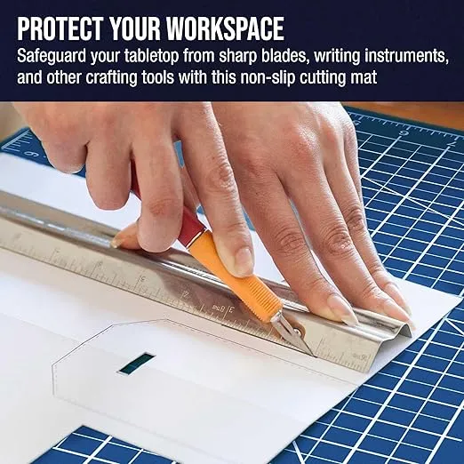 U.S. Art Supply 18" x 24" White/Blue Professional Self Healing 5-6 Layer Double Sided Durable Non-Slip Cutting Mat Great for Scrapbooking, Quilting, Sewing and all Arts & Crafts Projects