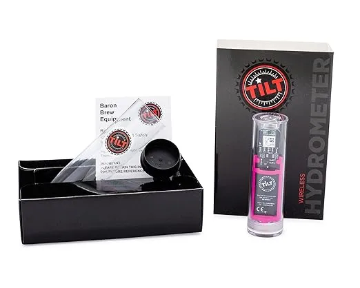 Tilt Wireless Pink Hydrometer and Thermometer: Patented Brewing Technology for Precision Monitoring & Control for Fermentation of Beer, Wine, Cider, Mead & More