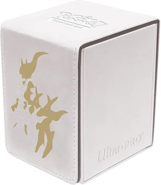Ultra Pro Pokémon: Elite Series: Arceus Alcove Flip Deck Box, White Leatherette Trading Card Box, Stores 100 Double-Sleeved Cards