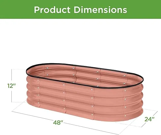Best Choice Products 4x2x1ft Outdoor Metal Raised Garden Bed, Oval Deep Root Planter Box for Vegetables, Flowers, Herbs, and Succulents w/ 51 Gallon Capacity, Rubber Edge Guard - Terracotta