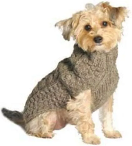Chilly Dog Cable Dog Sweater, XX-Small, Grey