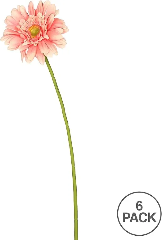 Vickerman 21" Artificial Light Pink Gerbera Daisy Stem, 6 per Bag
