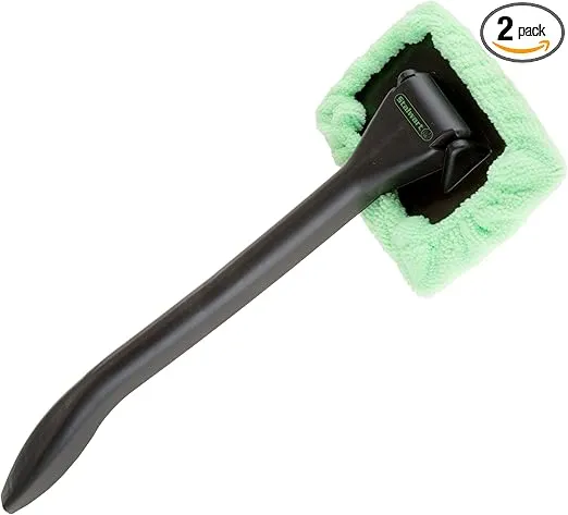 Stalwart Windshield Cleaner with Microfiber Cloth, Handle and Pivoting Head- Glass Washer Cleaning Tool for Windows 2 Pack (Green)