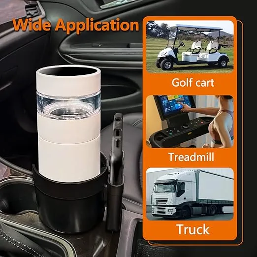 Sojoy Cup Holder Expander Adapter with Phone Holder,2 in 1 Adjustable Cup Holder Compatible with Hydro Flask,Yeti,Camelback Large 32/40 oz Car Cup Holder Dark Black
