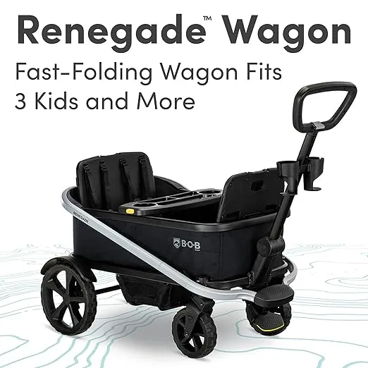 BOB Gear Renegade Foldable Stroller Wagon with 3 Seats, 5-Point Harness System, All-Terrain Tires, and Push and Pull Handle, Nightfall