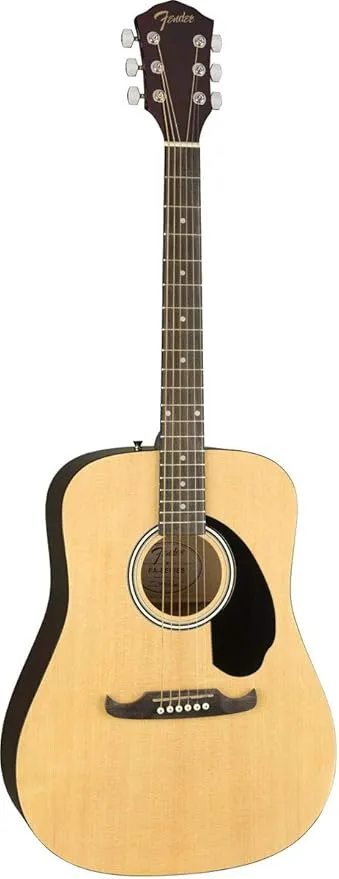 Fender Acoustic Guitar with Guitar Bag, with 2-Year Warranty, FA-125 Dreadnought with Alloy Steel Strings, Glossed Natural Finish, Basswood Construction