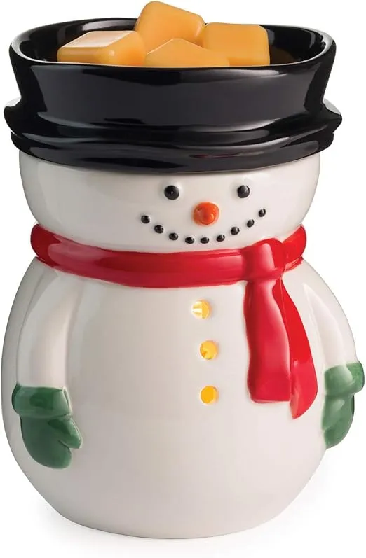 Candle Warmers ETC. Illumination Fragrance Warmer- Light-Up Warmer for Warming Scented Candle Wax Melts and Tarts or to Freshen Room, Frosty Winter Snowman