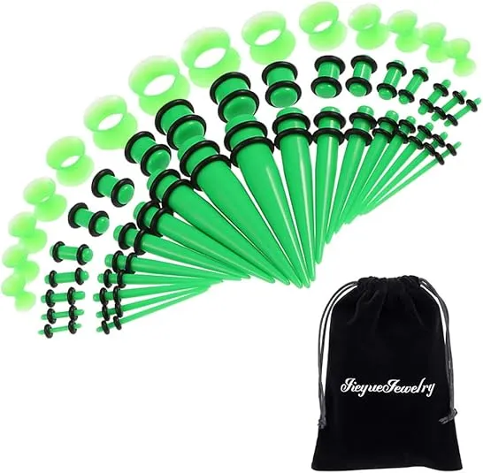 JieyueJewelry 50 Pieces Ear Stretching Kit 14G-00G Acrylic Tapers and Plugs + Silicone Tunnels - Ear Gauges Expander Set Body Piercing Jewelry