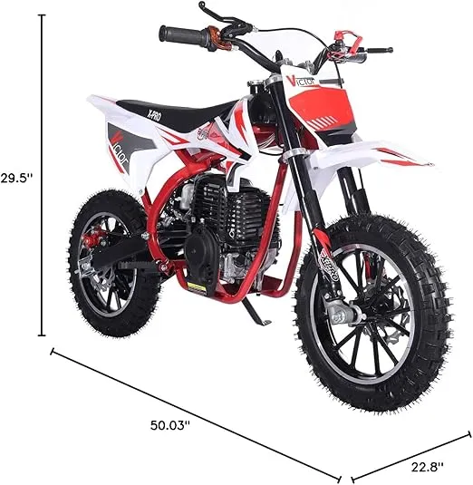 X-PRO Victor Mini Dirt Bike, Gas Power 4 Stroke Dirt Bike! 40CC Pit Bike, Pull Start, 10" Wheels! (Red)