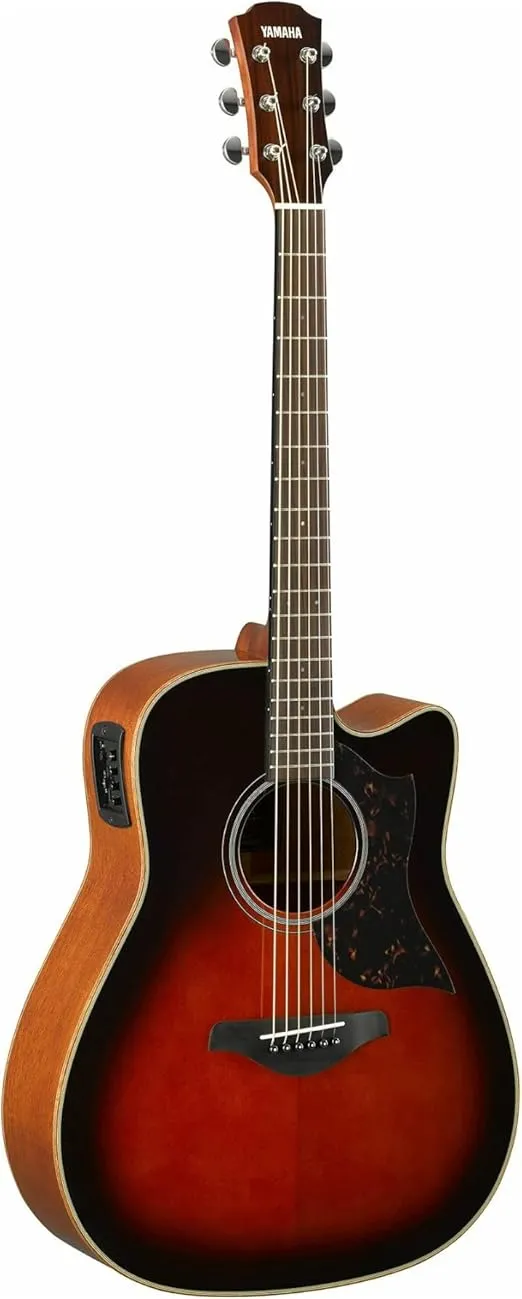 Yamaha 6 String Series A1M Acoustic-Electric Guitar-Mahogany, Tobacco Sunburst, Dreadnought Cutaway TBS