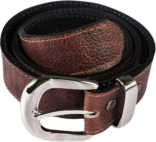 Brown Leather Money Belt with Interchangeable Buckle