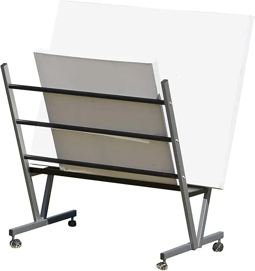 Art Expo Metal Art Professional Print Rack, Holds Posters, Prints, Canvas Art for Shows & Storage, Mobile with Rolling Casters Size 22"Hx34"Wx6"D
