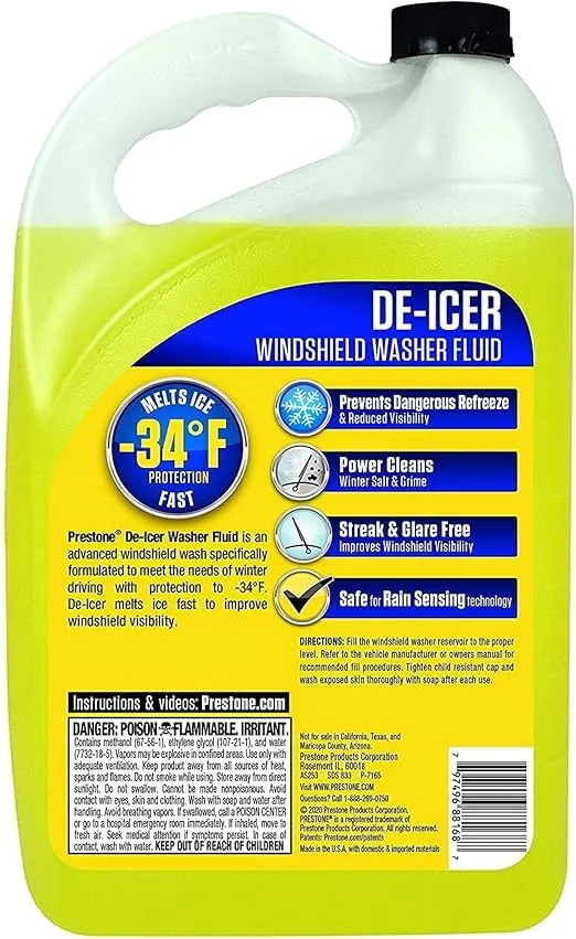 Prestone AS250 De-Icer Windshield Washer Fluid - 1 Gallon