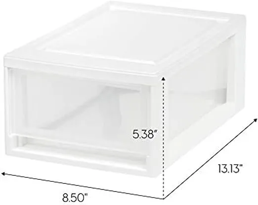 IRIS USA 6 Qt. Plastic Drawer Storage Organizer Stacking Drawers, 4-Pack, Stackable Unit with Sliding Drawer for Clothes Bedroom Kitchen Under Sink Pantry Craft Room Bathroom Dorm Office, White