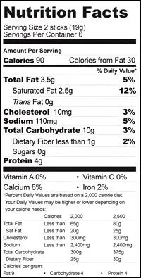 Stonewall Kitchen Cheddar Asiago Cheese Sticks, 4 Ounce Box
